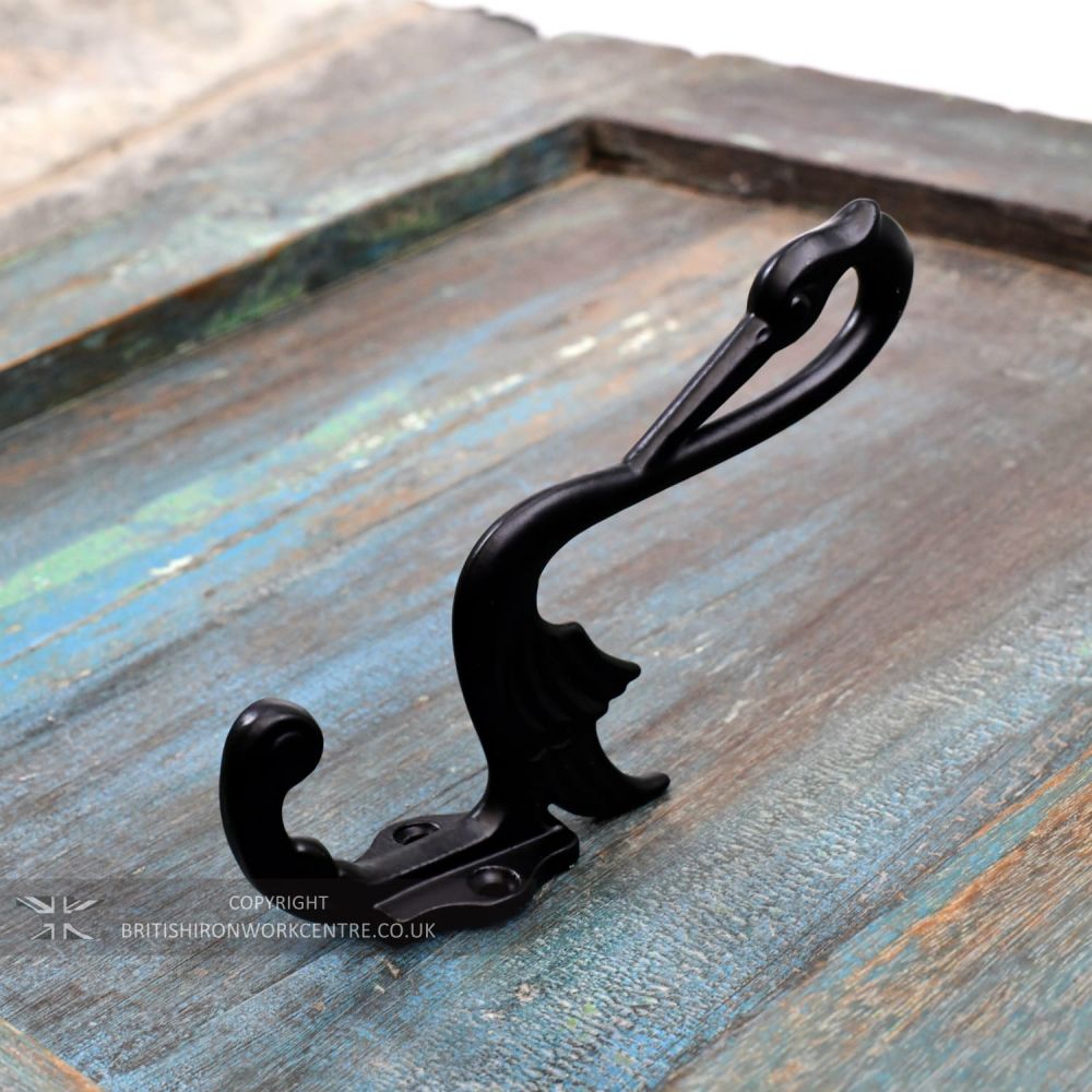 Black Cast Iron Swan Coat Hook