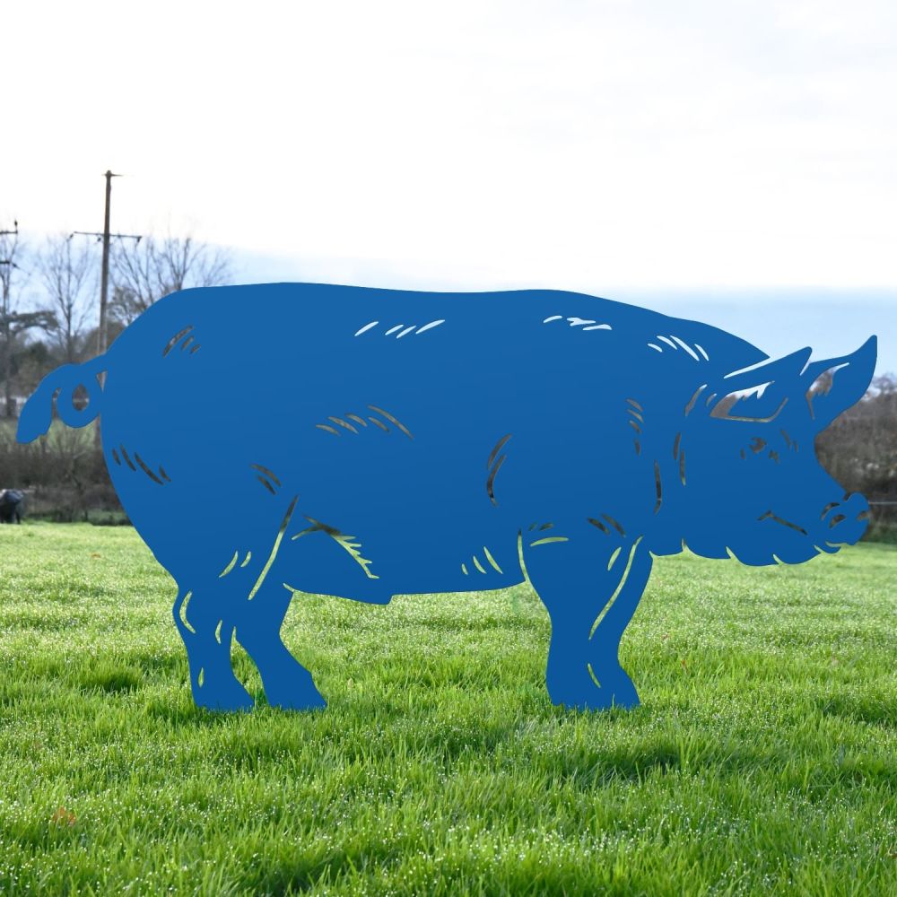 Blue Male Pig Iron Silhouette