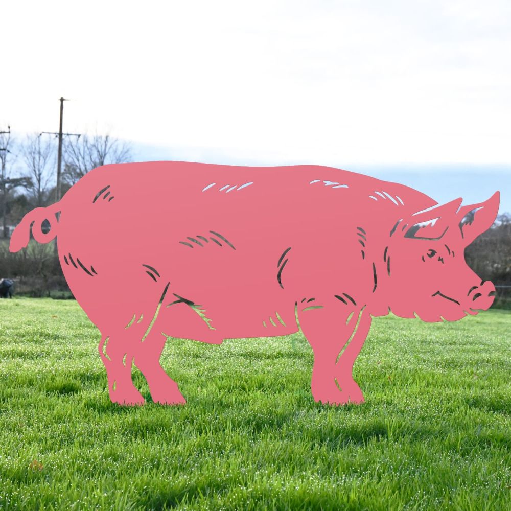 Pink Male Pig Iron Silhouette