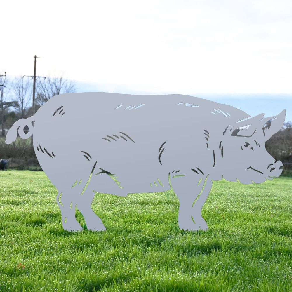 Silver Male Pig Iron Silhouette
