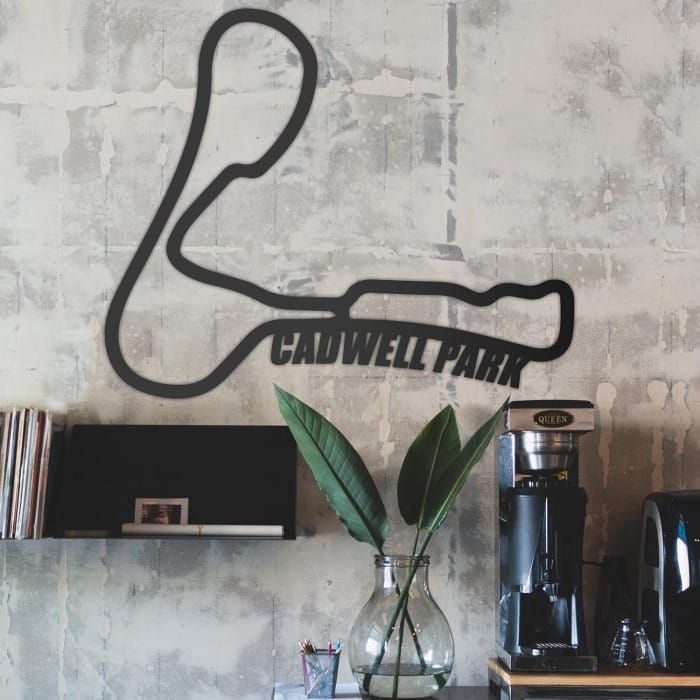 Cadwell Park Race Track Steel Wall Art in office setting
