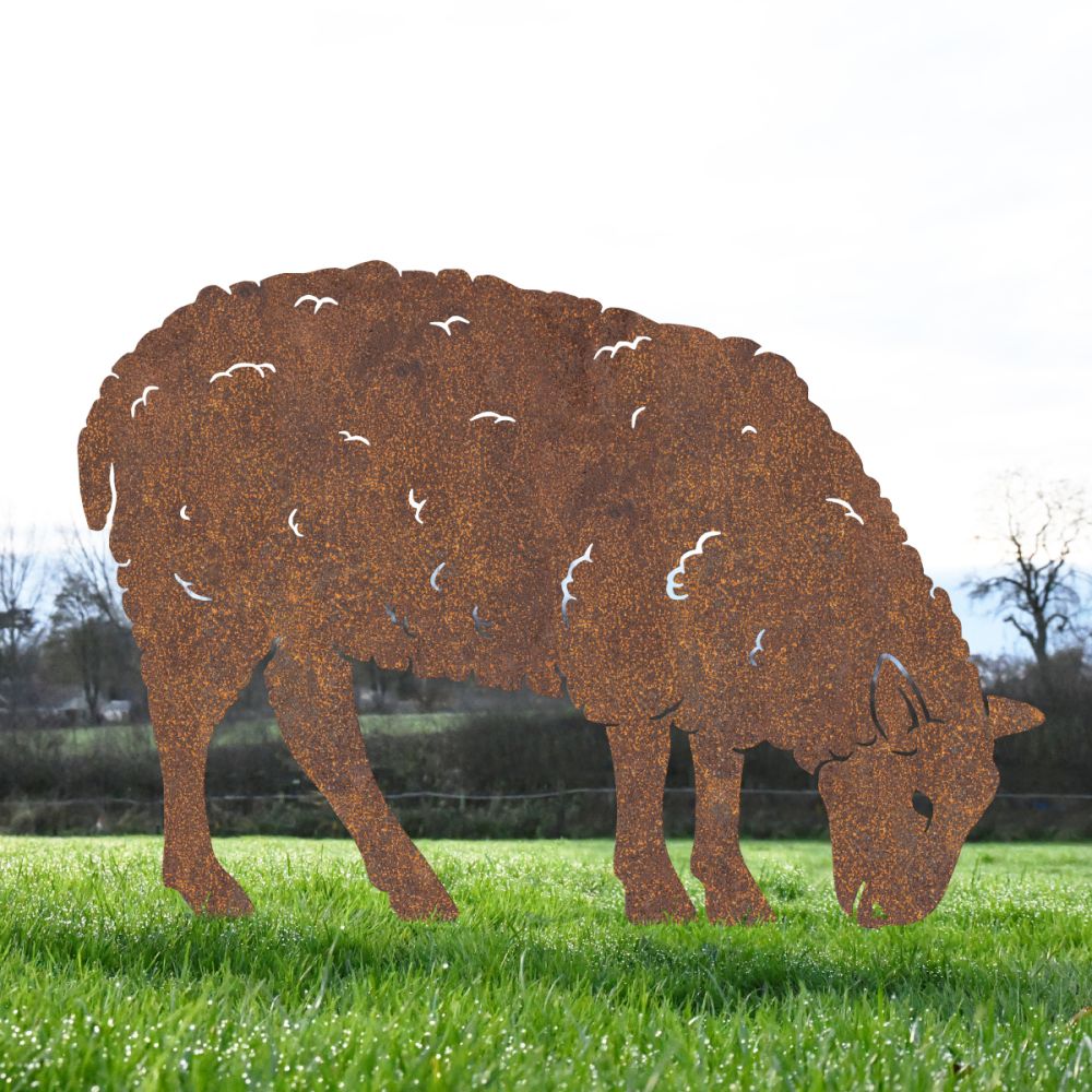 Rustic Ewe Sheep Feeding Silhouette