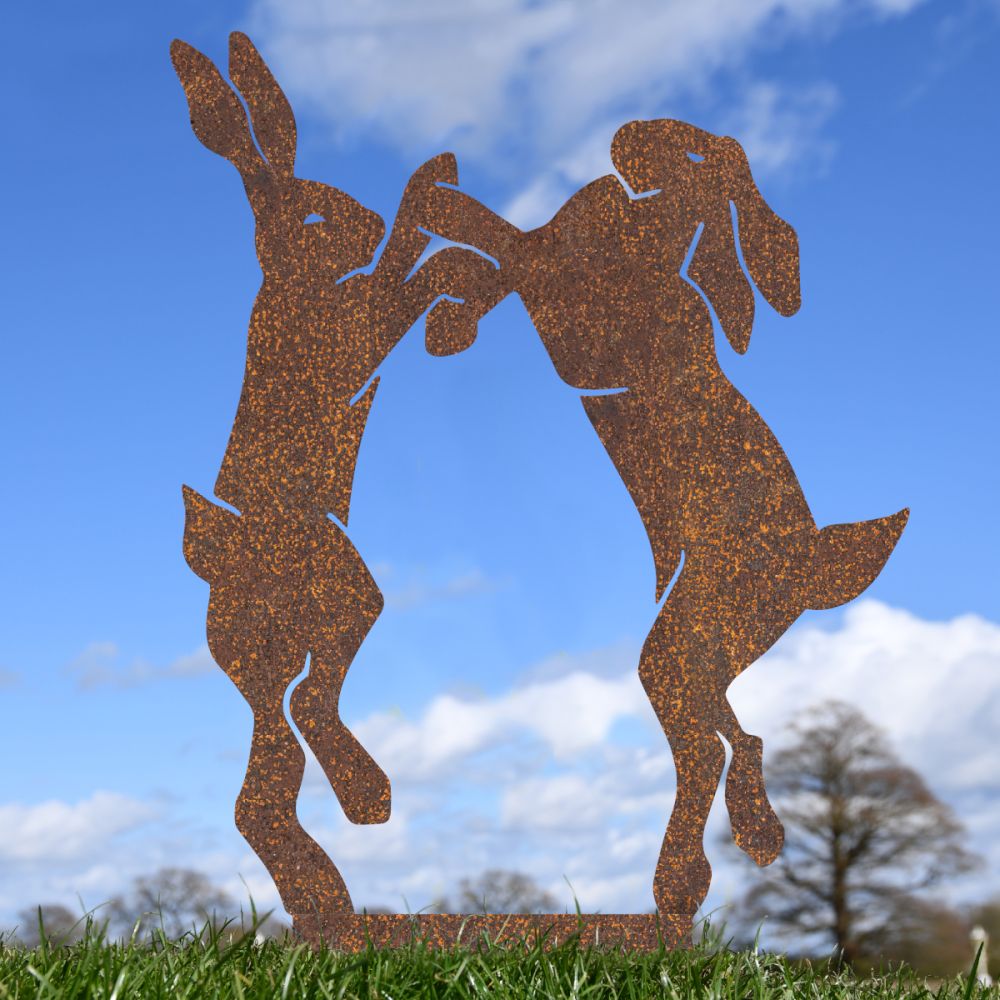 Rustic Simplistic Boxing Hares Silhouette