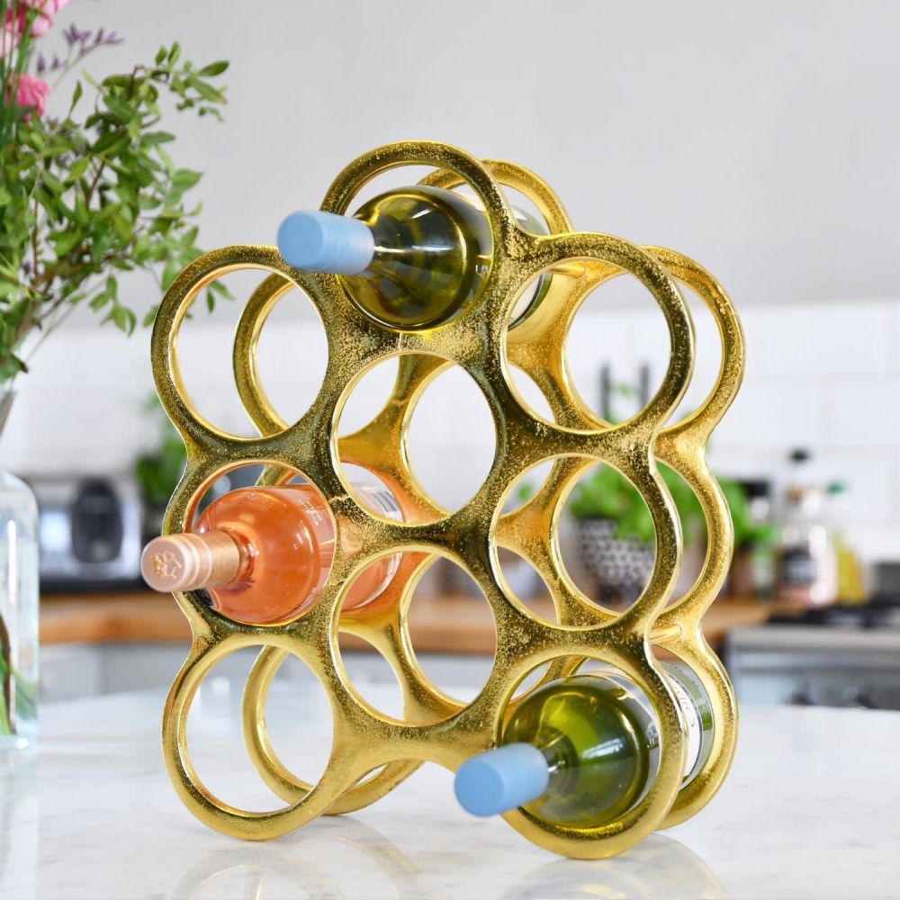 Gold 'Floating Bubbles' Wine Rack