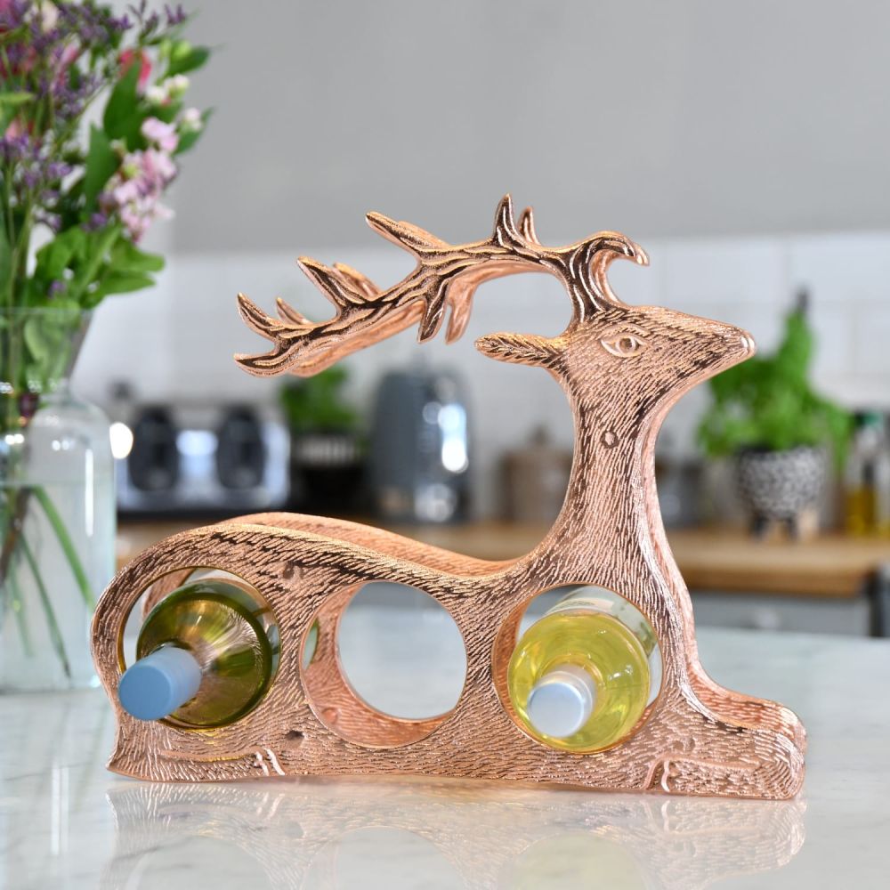 Copper 'Laying Stag' Wine Rack