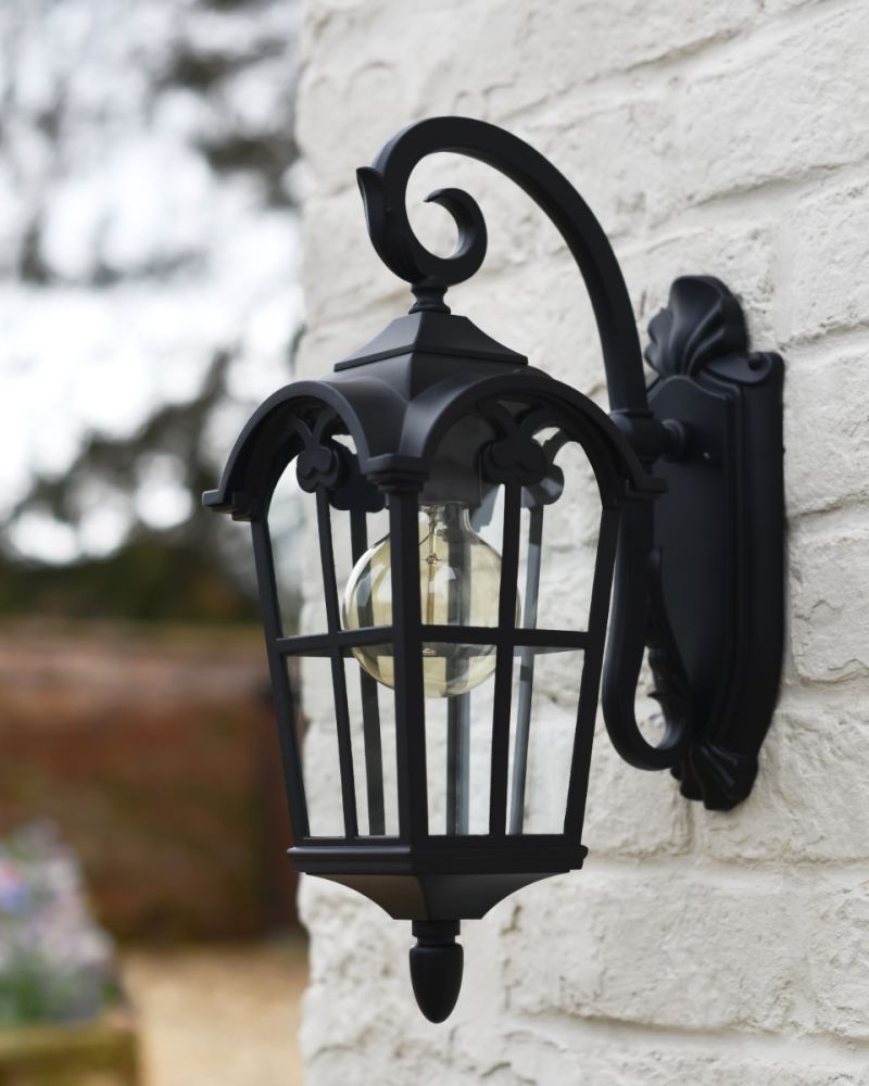 Traditional Black 'Edwina' Top Fix Wall Lantern