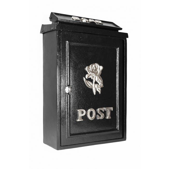 Tudor Rose Motif Bright Chrome Post Box