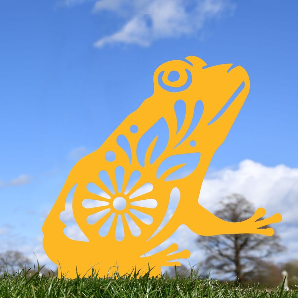 Yellow Floral Frog Iron Silhouette