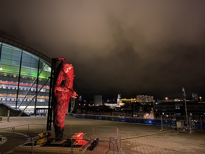 Illuminated Knife Angel in Gateshead Illuminated Knife Angel in Gateshead