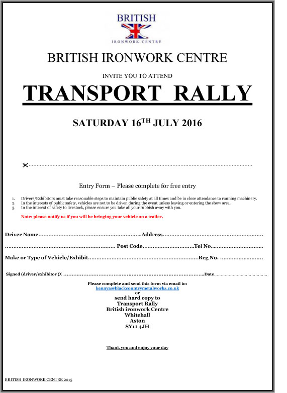 Transport rally application form