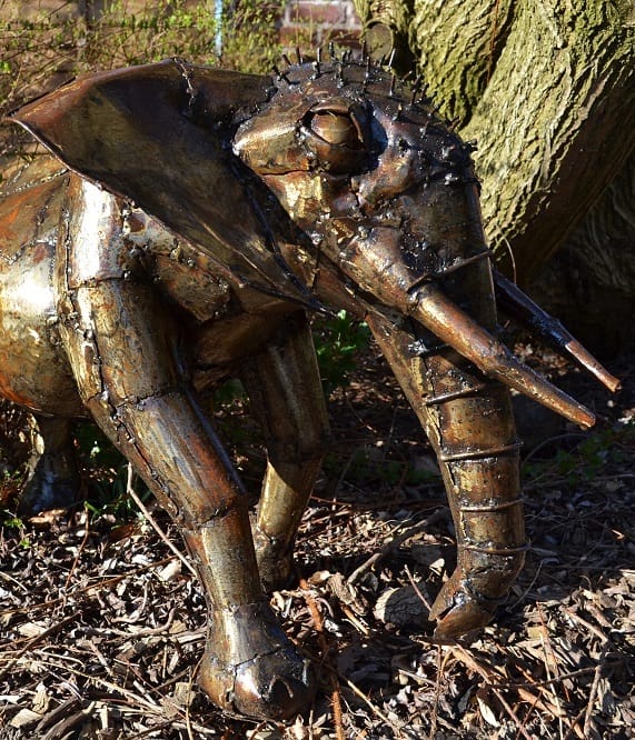 “Oni” Metal Elephant Calf Sculpture