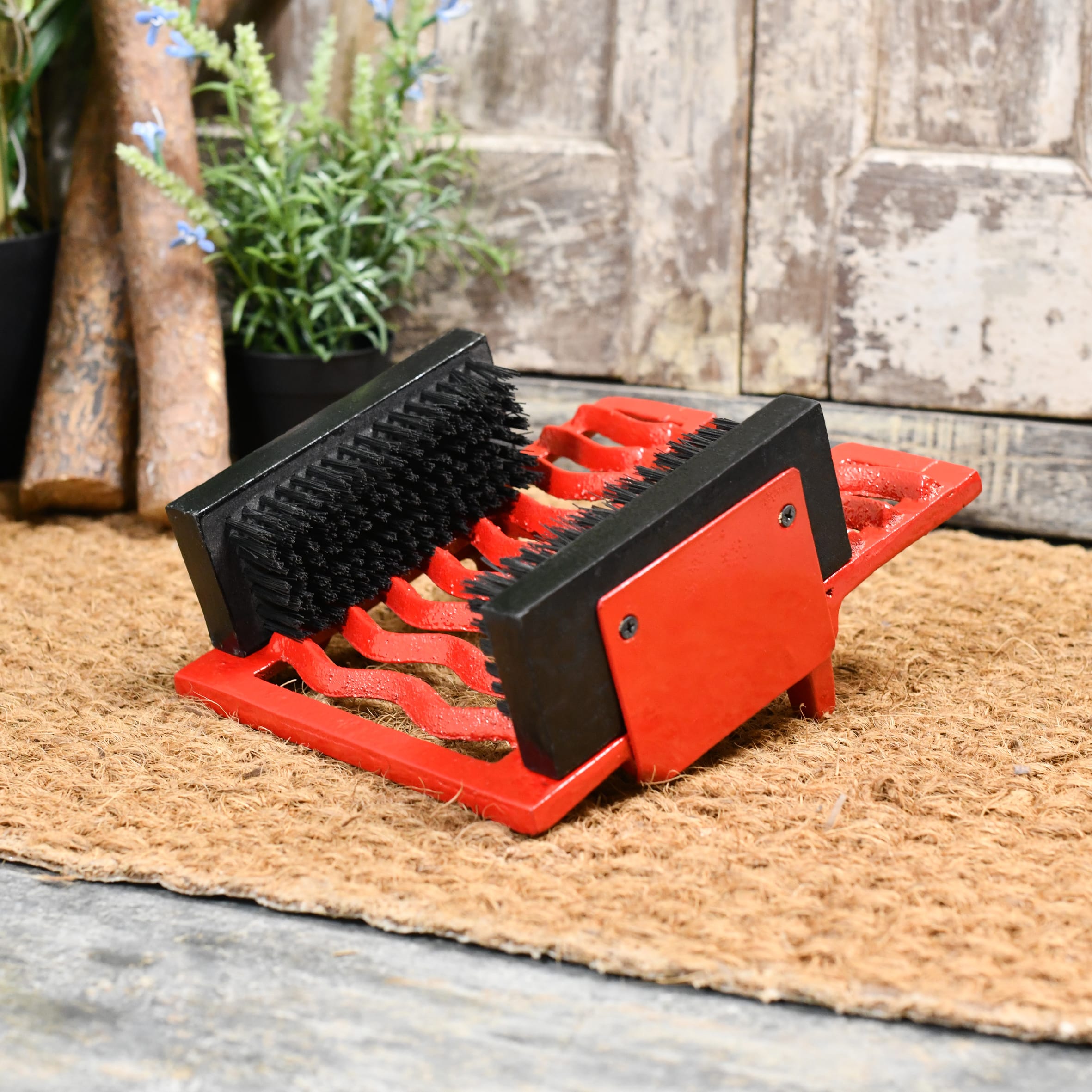 3 in 1 Boot Scraper, Brush & Jack In Red