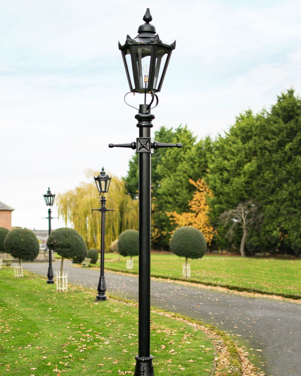 Black Concordia Hexagonal Lamp Post - 3.2m