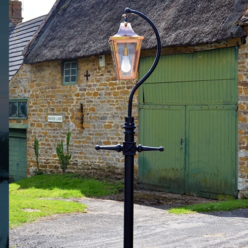 The Copper Lincoln Swan Neck Lamp Post In 2.46 Metres