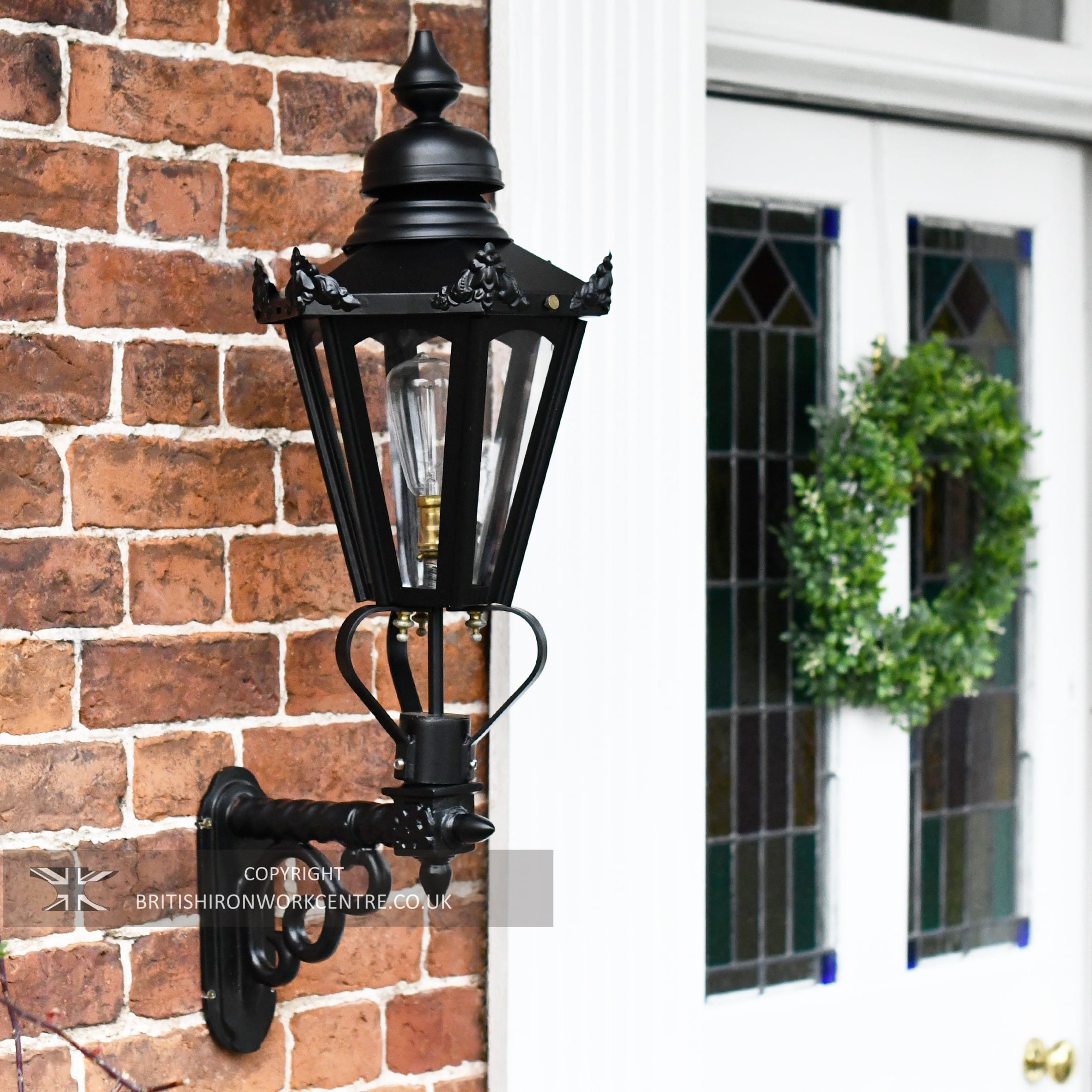Black Hexagonal Lantern with Royale Bracket