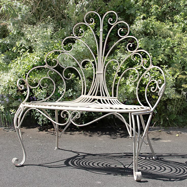 “Peacock” Garden Seat In French Cream