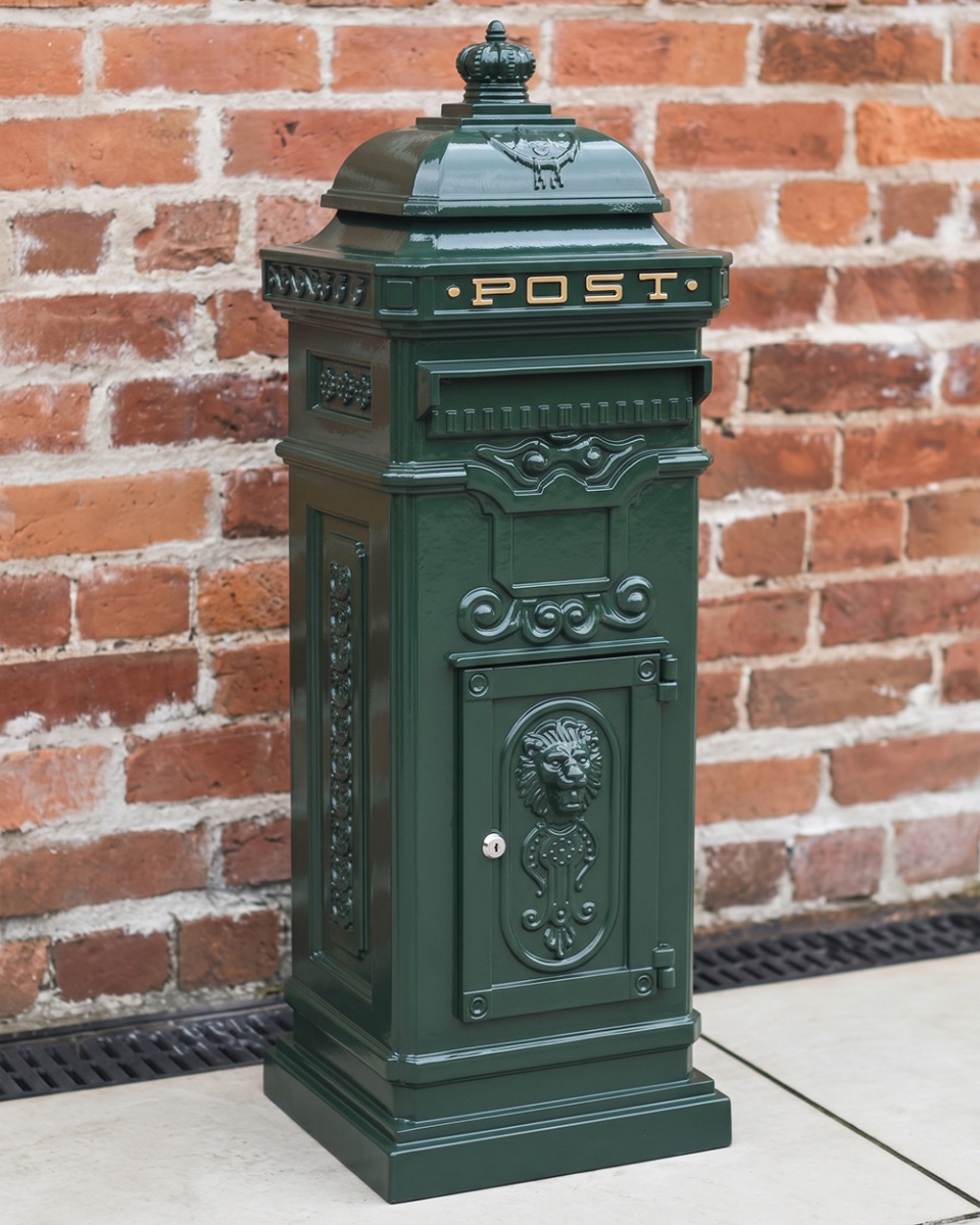 The 'Buckingham' Post Box In Forest Green