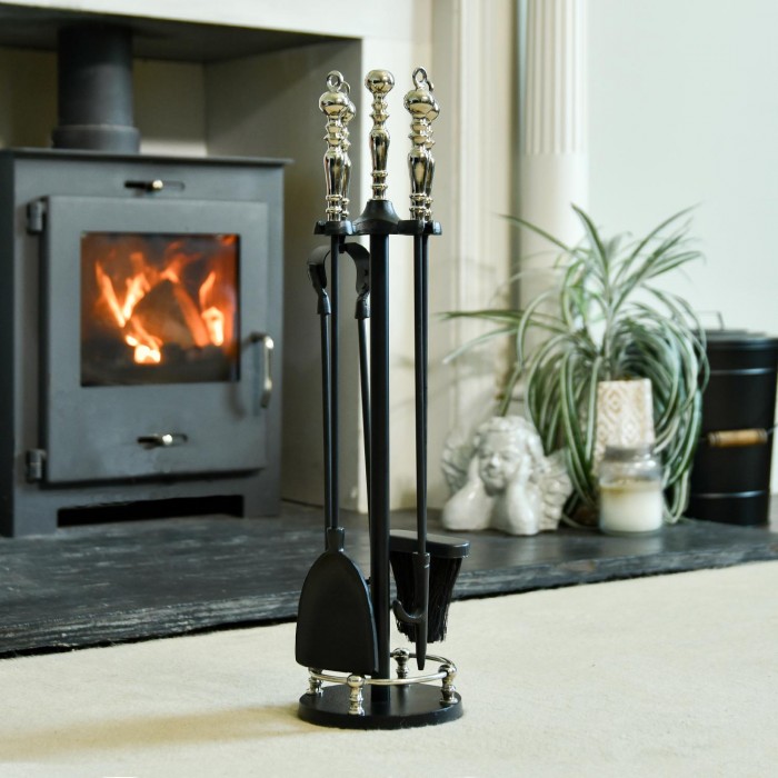 'Regency' Companion Set in Black Iron & Nickel