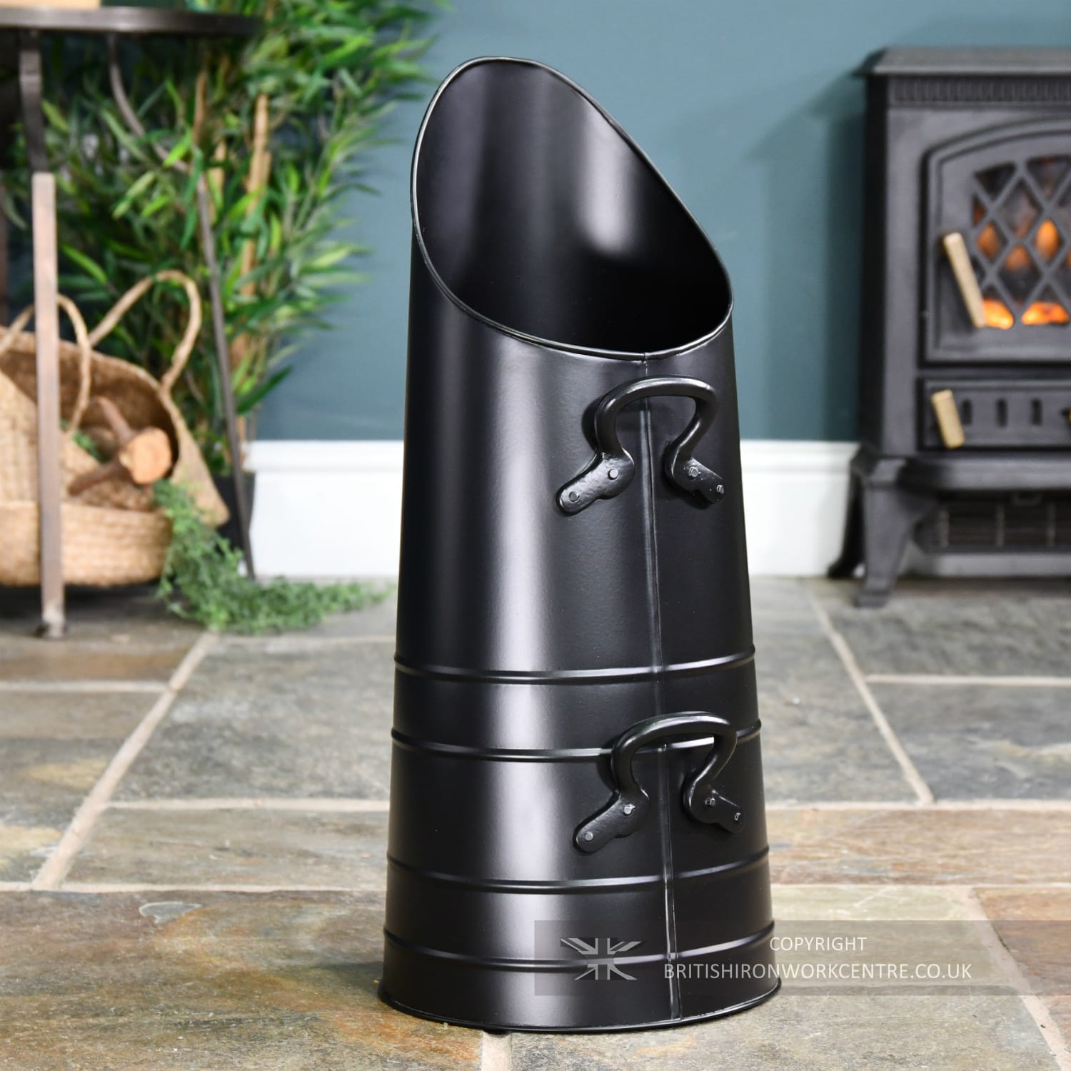 Traditional Black Fireside Coal Hod With Handles
