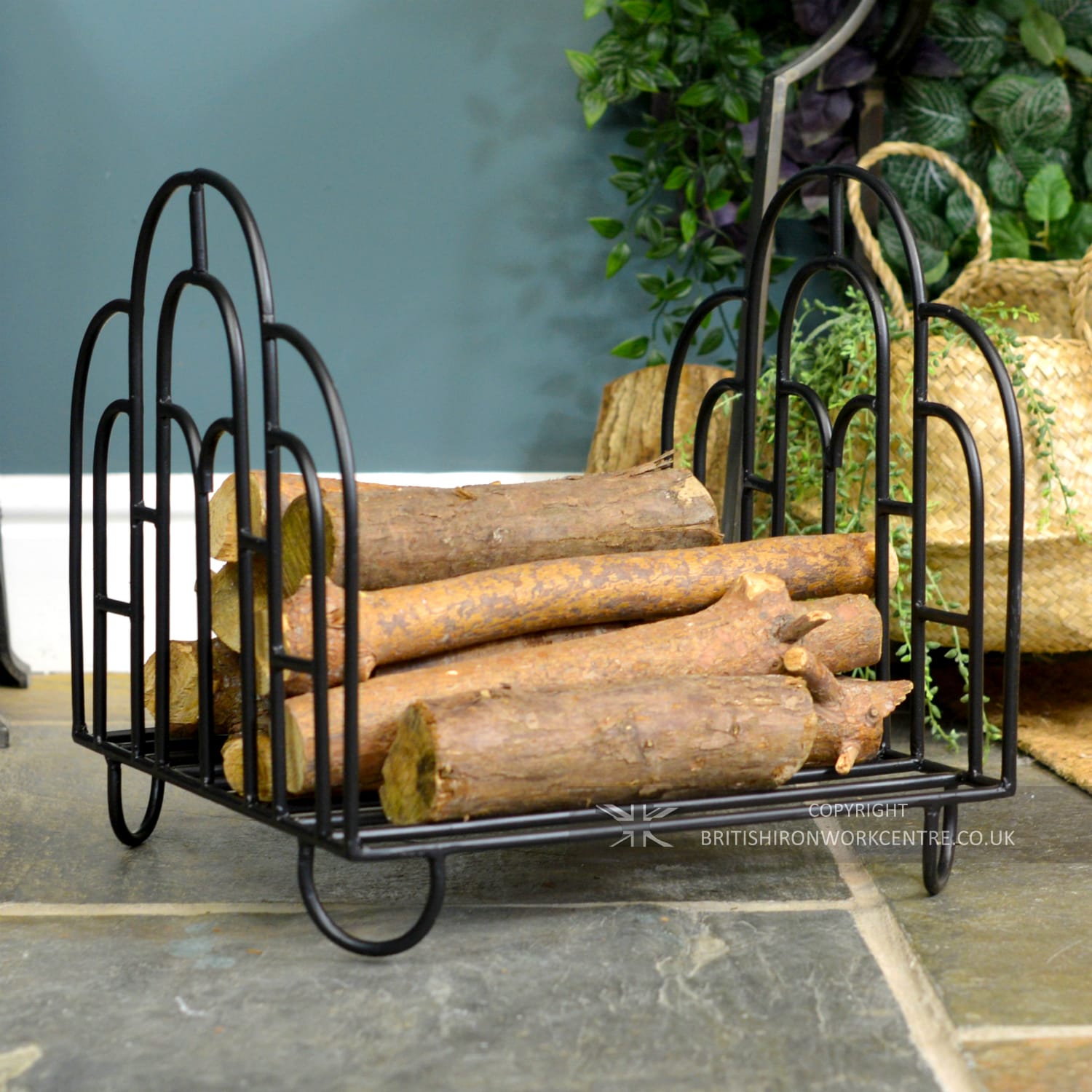 Black Arched Fireplace Log Holder