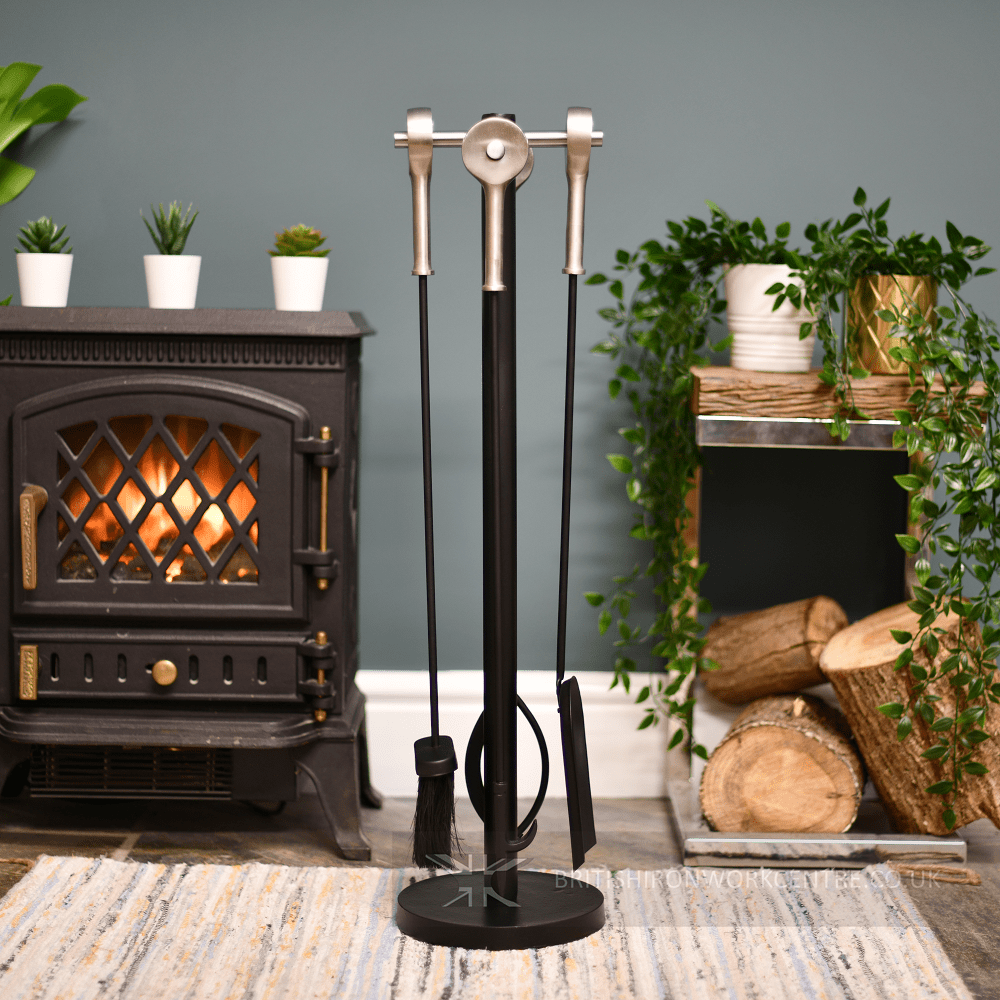 Aluminium  & Black iron Fireside Tools