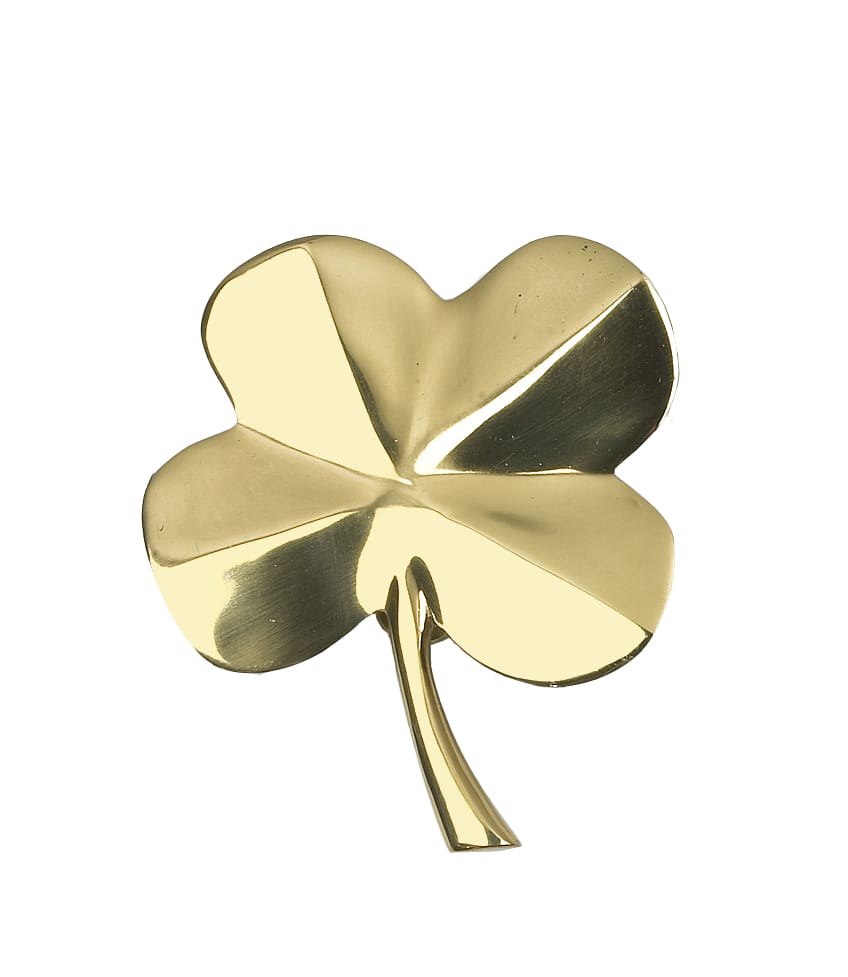 Lucky Four Leaf Clover Door Knocker In Polished Brass