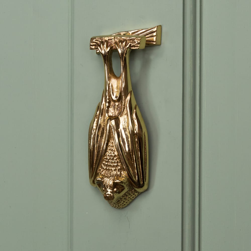 Gothic Bat Door Knocker In Polished Brass