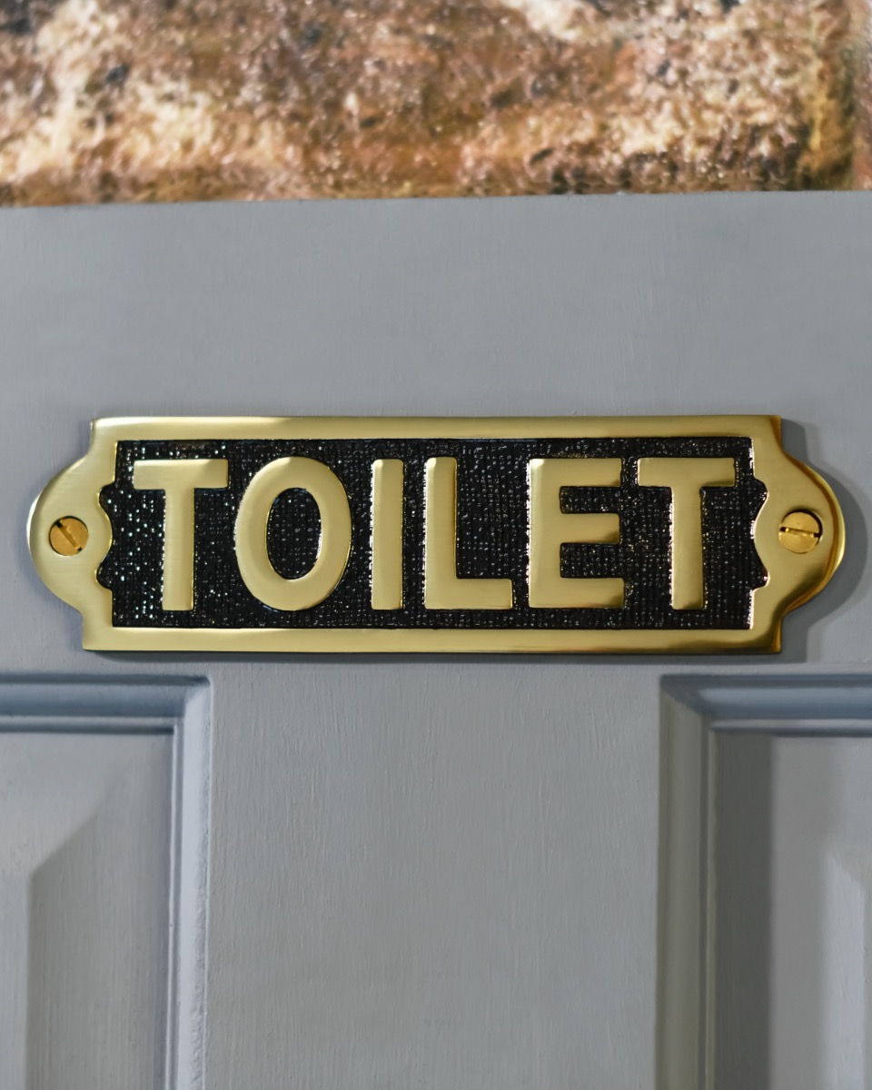 Polished Brass Toilet Door Sign