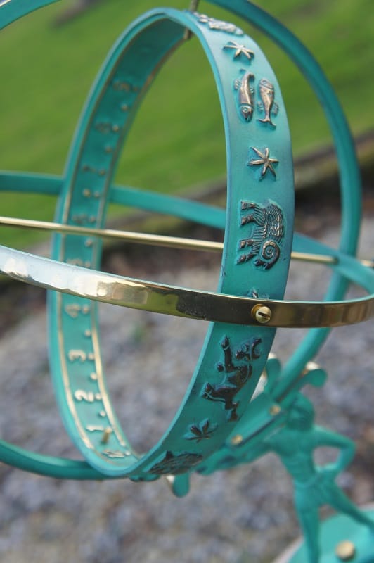 'Atlas' Armillary Sundial - Verdigris