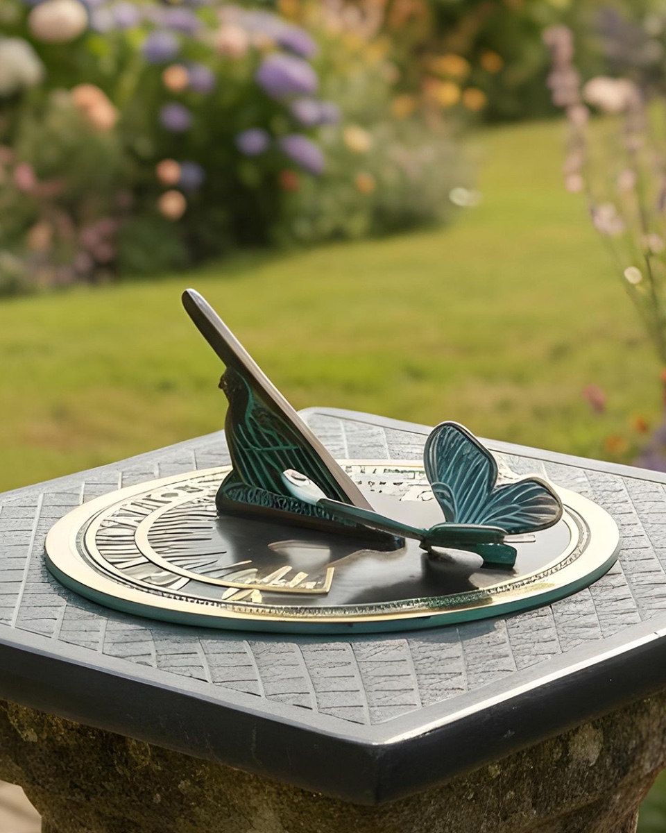 Butterfly Sundial Verdigris