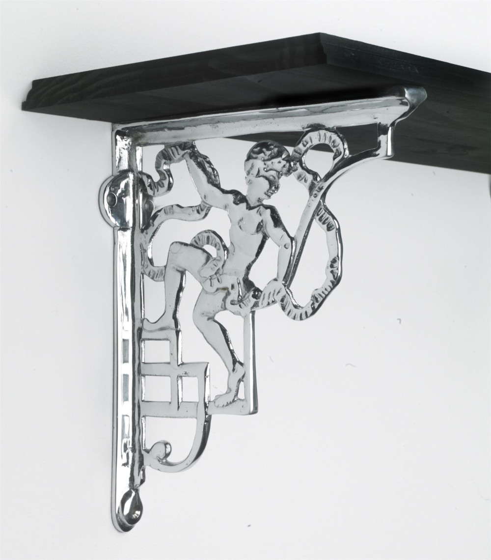 Basilica Cherub Bright Chrome Cast Iron Bracket - 24cm x 20cm