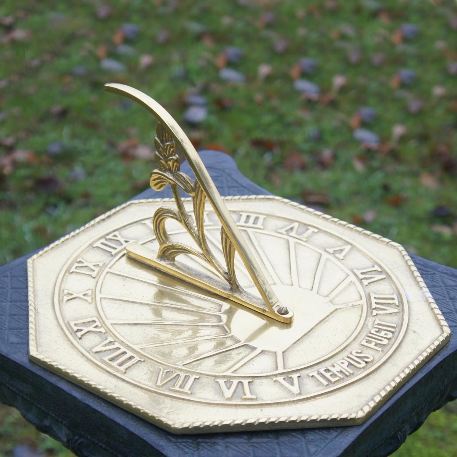 Tempus Fugit Sundial In Polished Brass