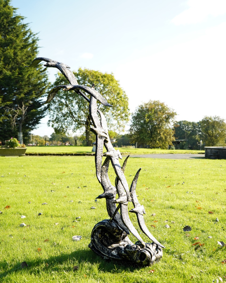 Black & Gold Cast Aluminium 'The Flock Of Birds' Sculpture