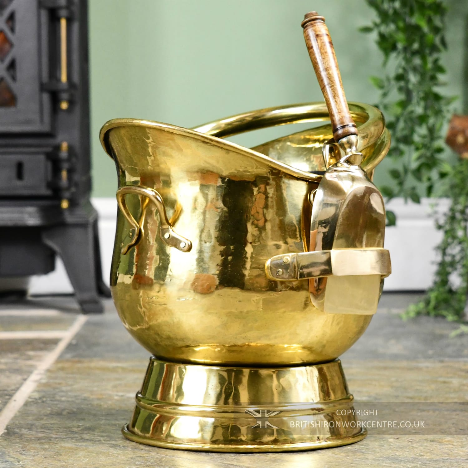 Polished Brass 'Aurelian' Coal Bucket With Shovel