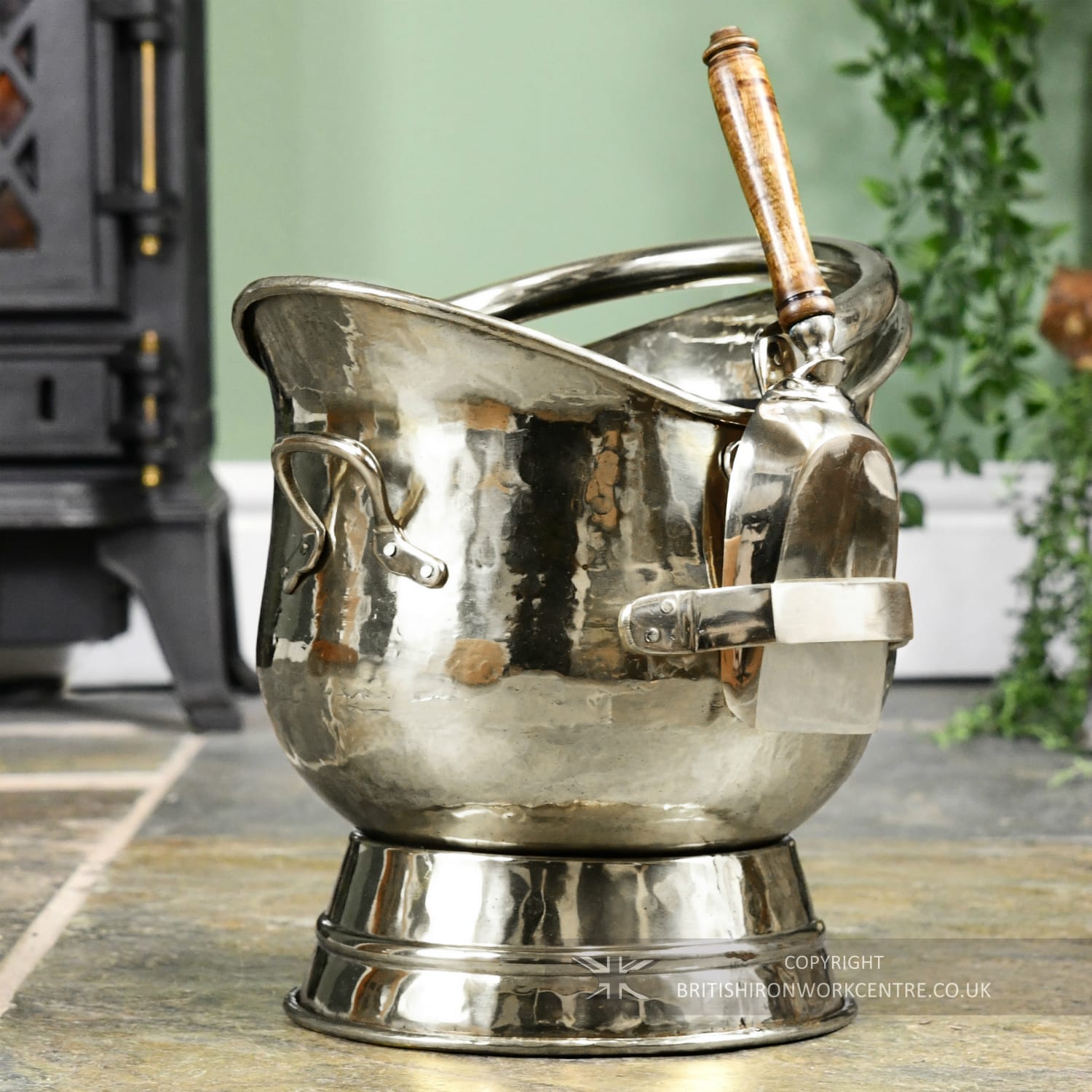 Polished Chrome 'Argent' Coal Bucket With Shovel