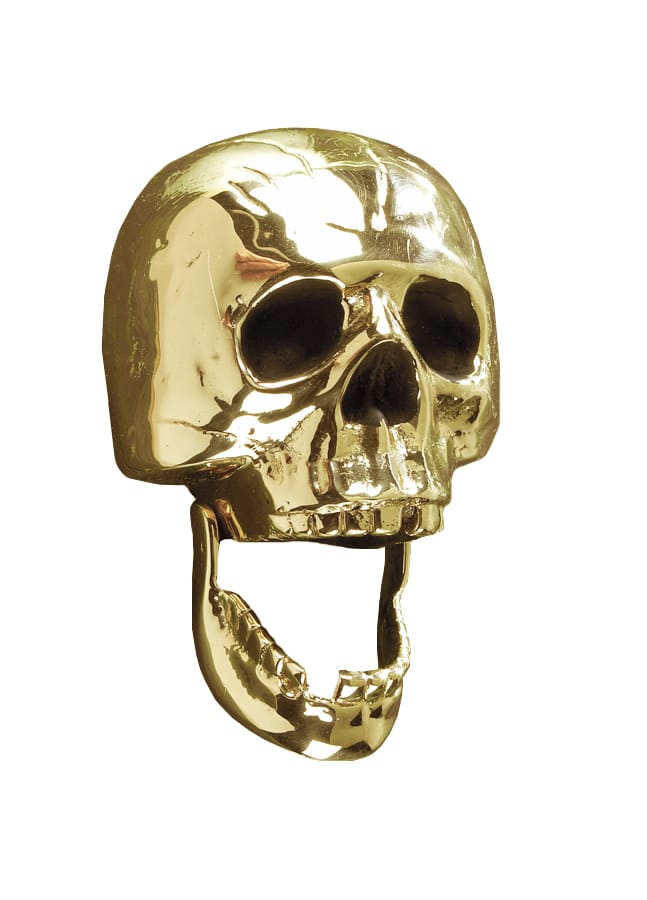 Skull Door Knocker in Polished Brass