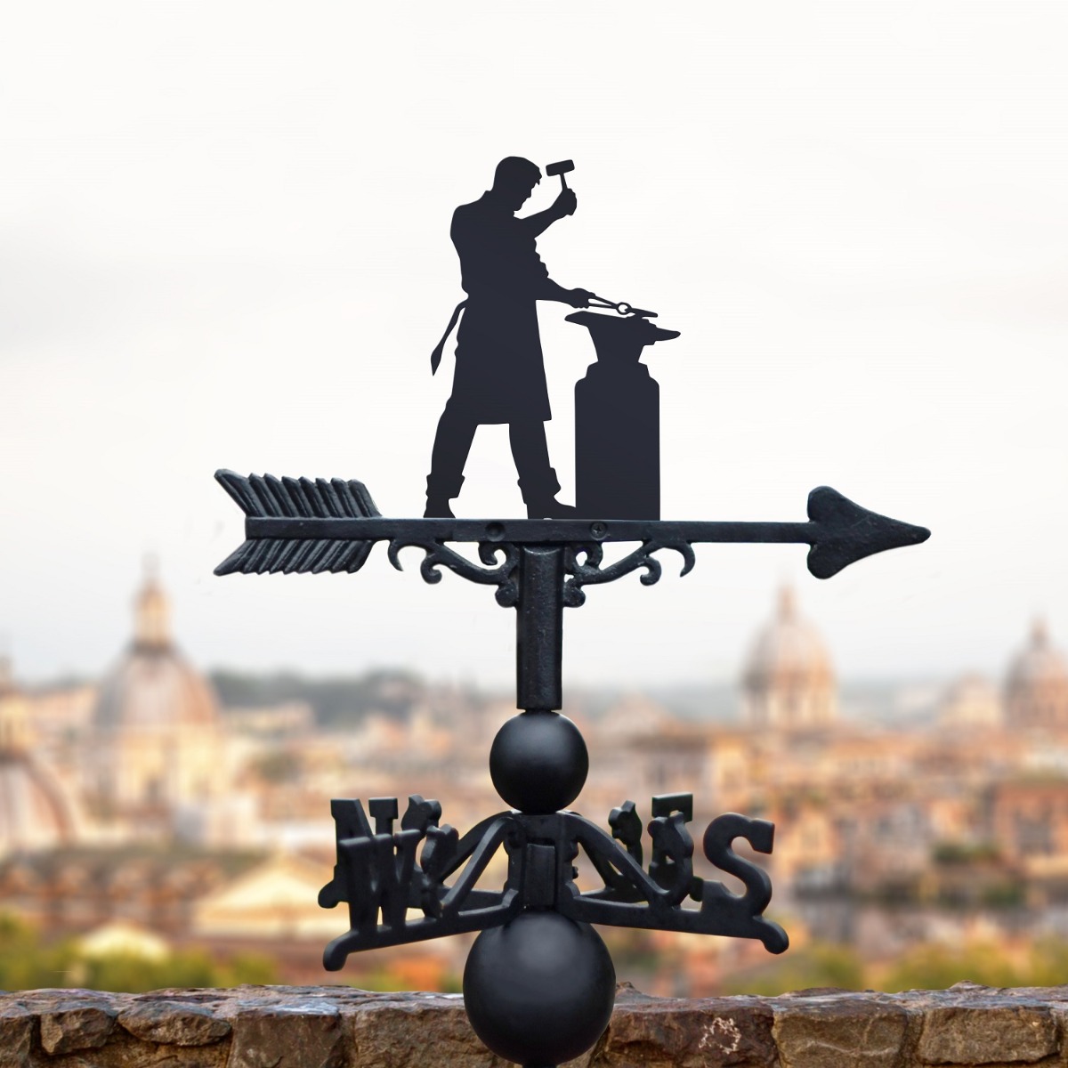 Cast Iron & Steel "The Forge" Blacksmith Weathervane