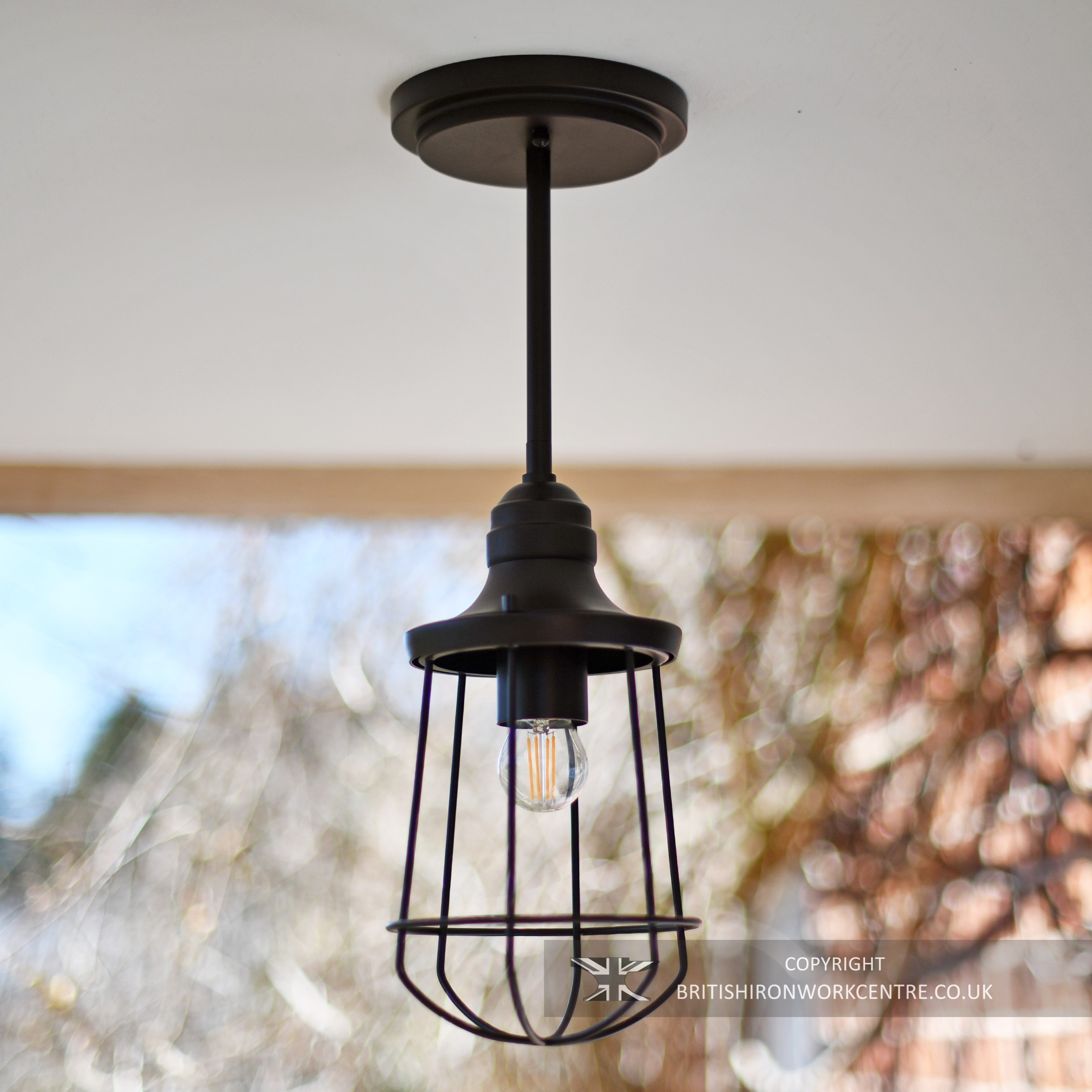 Dark Bronze Urban Revive Caged Ceiling Light