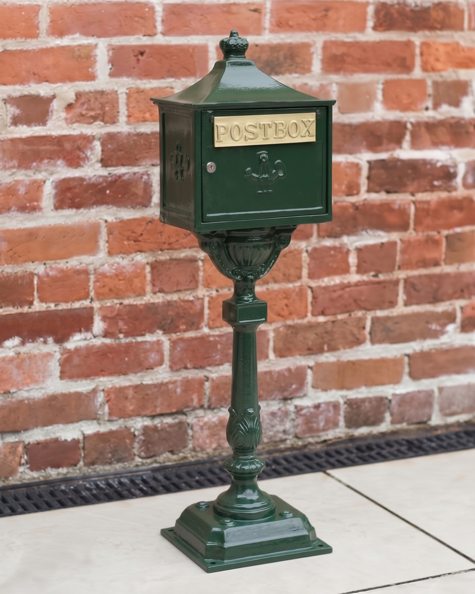 Leeswood Free Standing Post Box In Fern Green