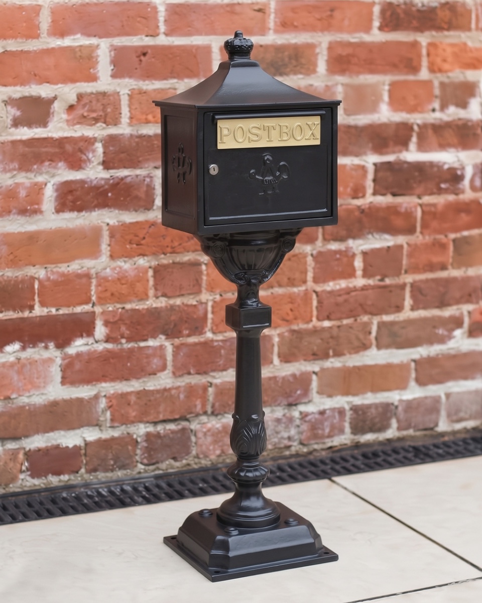 Leeswood Free Standing Post Box In Midnight Black