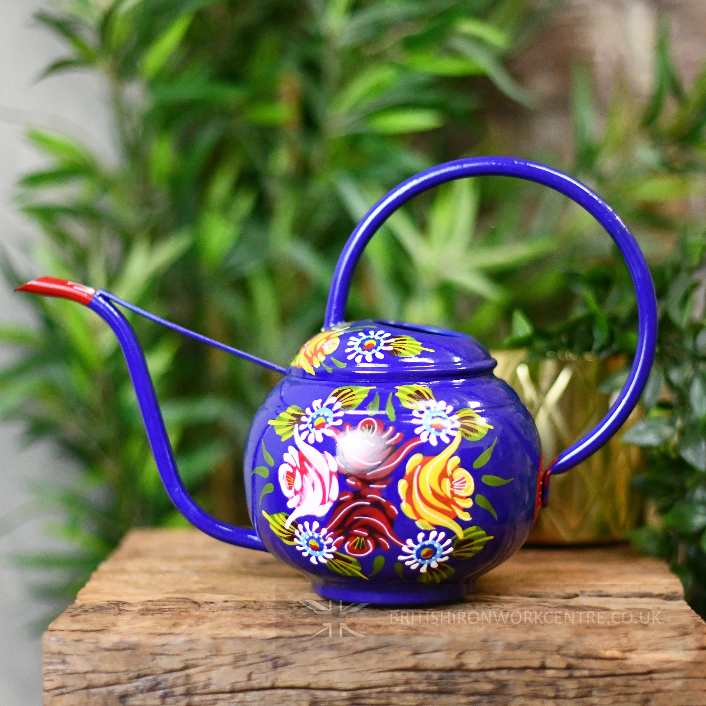 Narrowboat Style Steel Watering Can - Blue