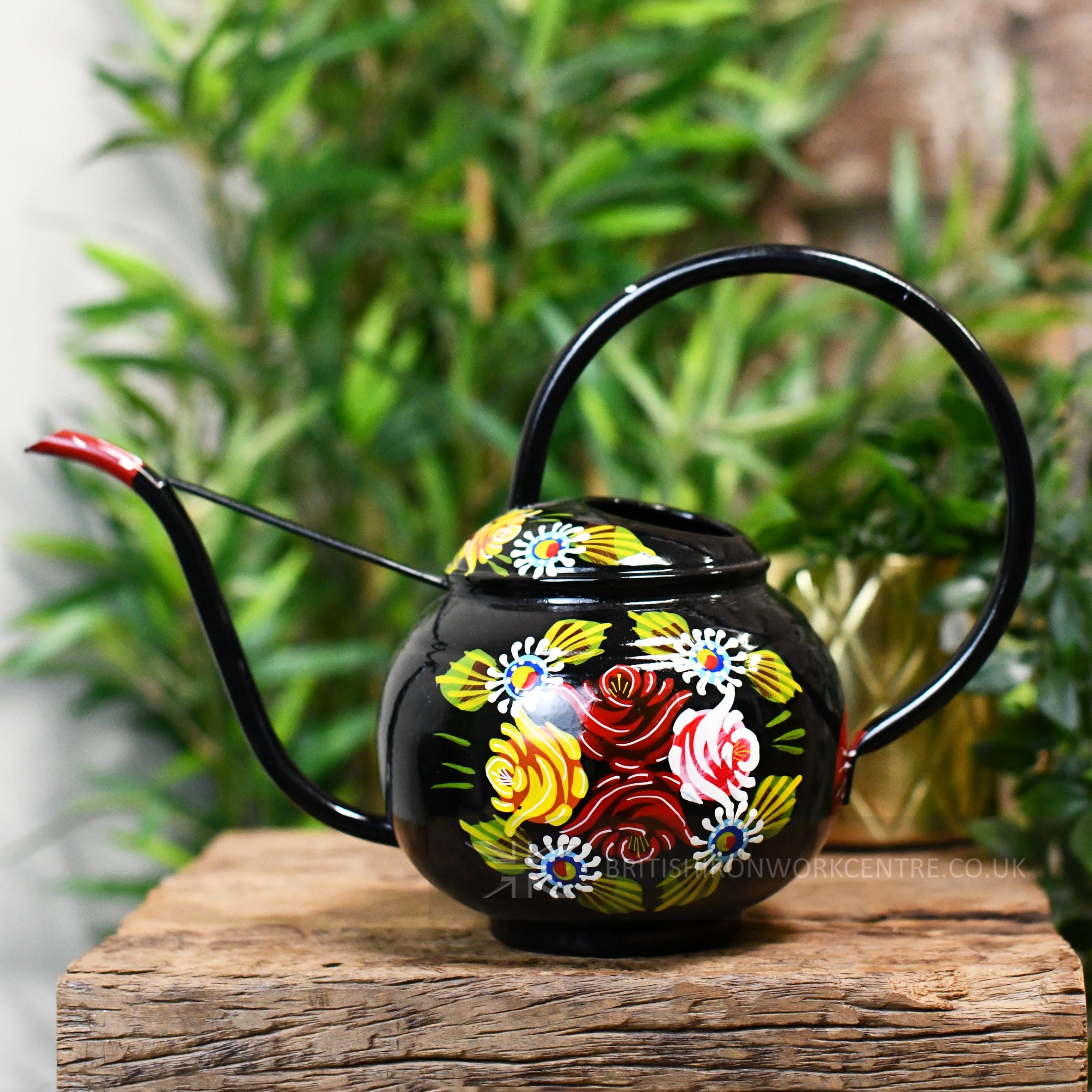Narrowboat Style Steel Watering Can - Black