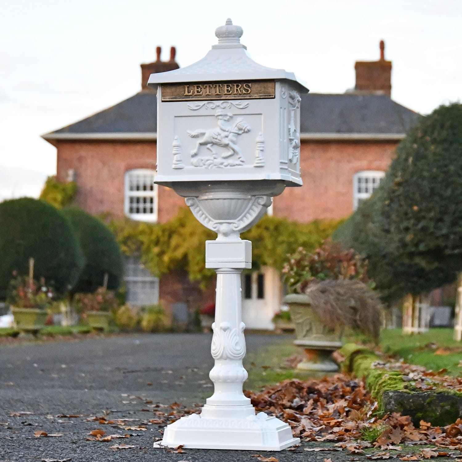The Westminster Post Box on Stand - White