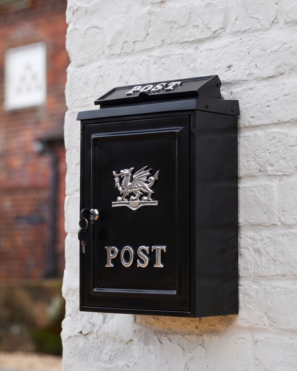 Bright Chrome Welsh Dragon Post Box