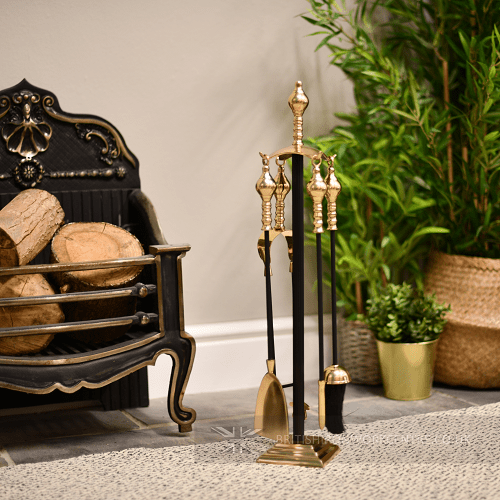 The 'Trafalgar' Black Iron & Brass Companion Set