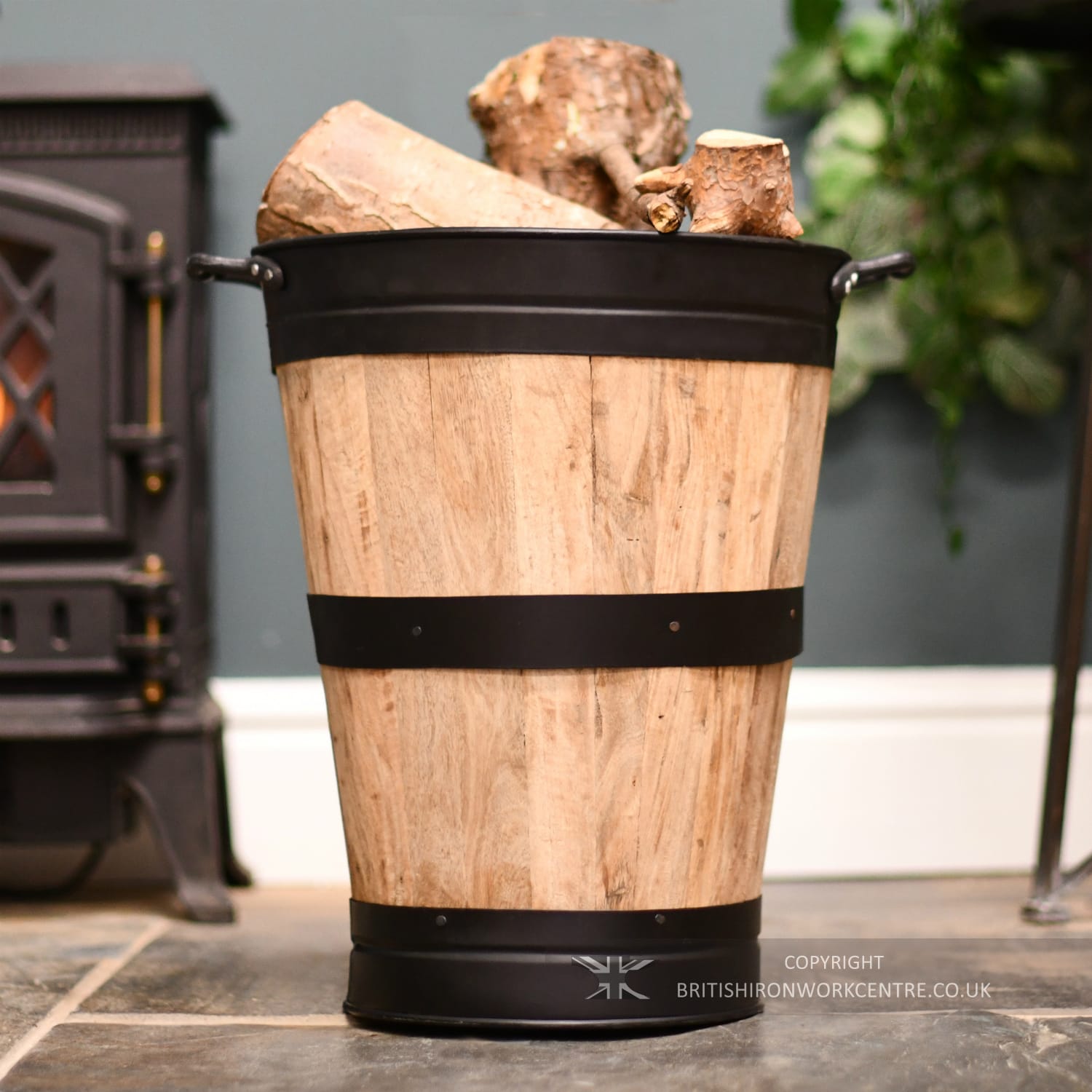 Wooden & Cast Iron Log Holder