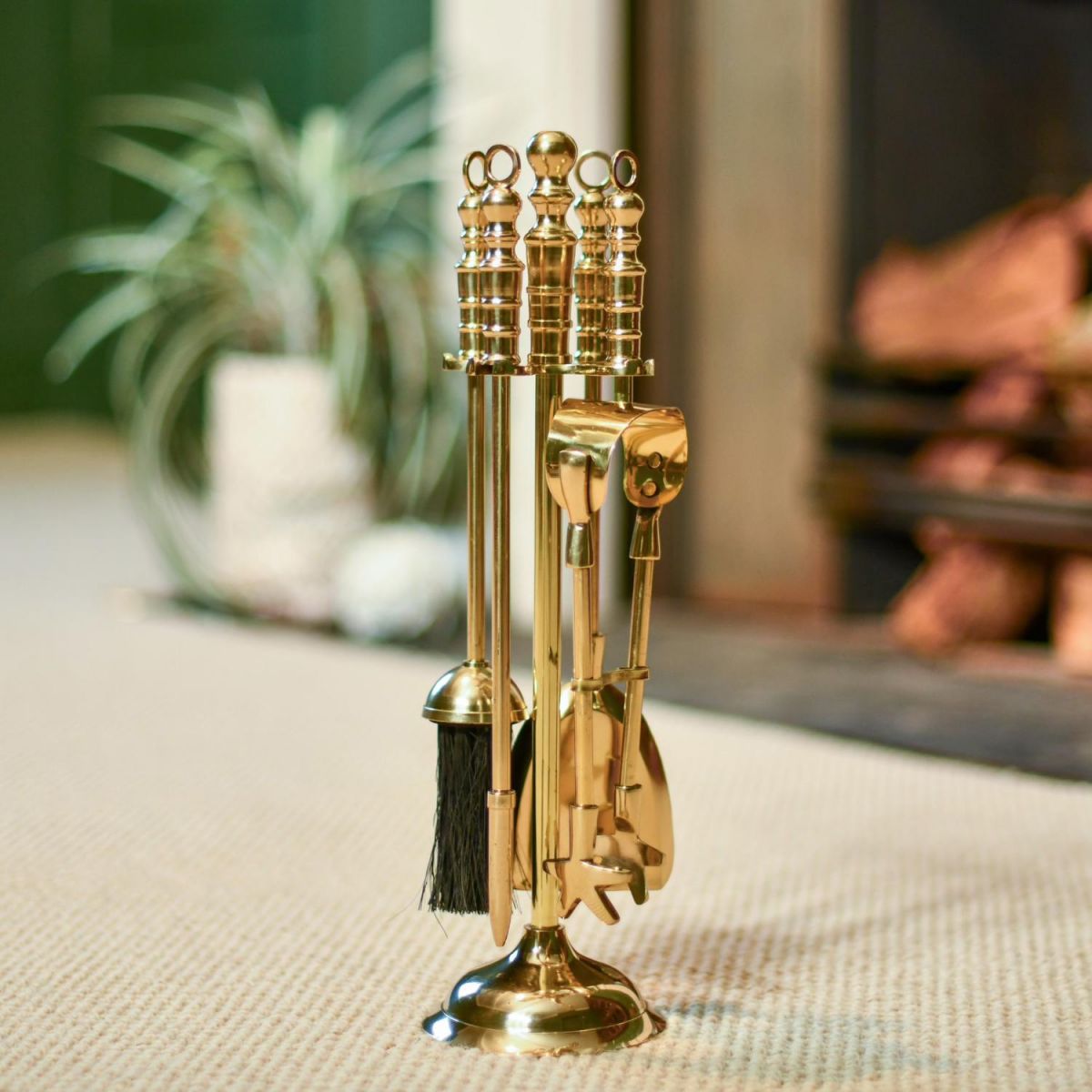 'The Empress' Polished Brass Fireside Companion Set
