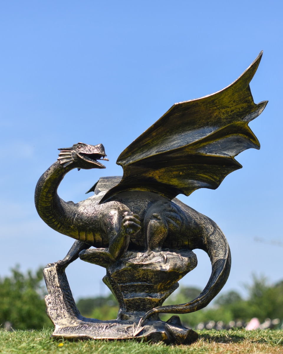"Firnen" Brushed Gold Cast Aluminium Dragon Sculpture