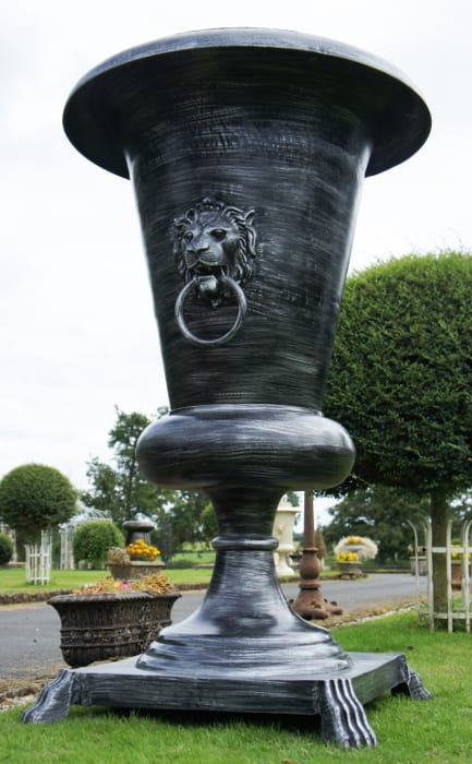 “Royal Abasambo” Lion head, Pedestal Garden Urn