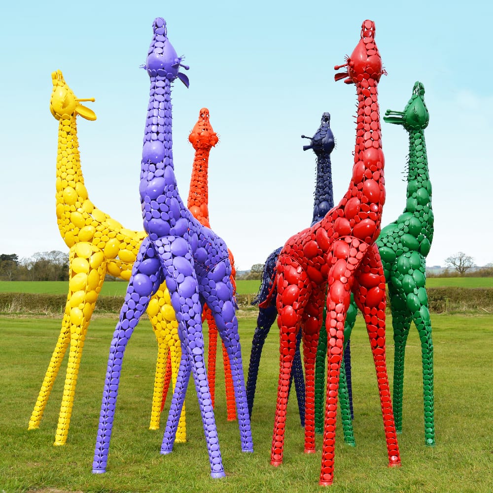 Coloured Steel Giraffe Sculpture